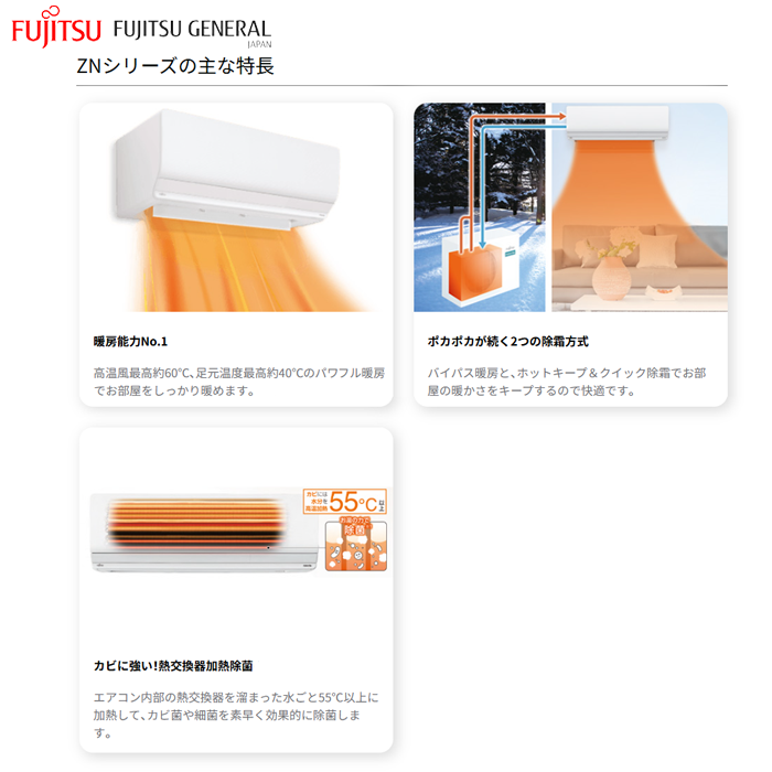 【本体のみ】富士通ゼネラル ノクリア ZNシリーズ AS-ZN565S2W 18畳用 ルームエアコン 単相200V