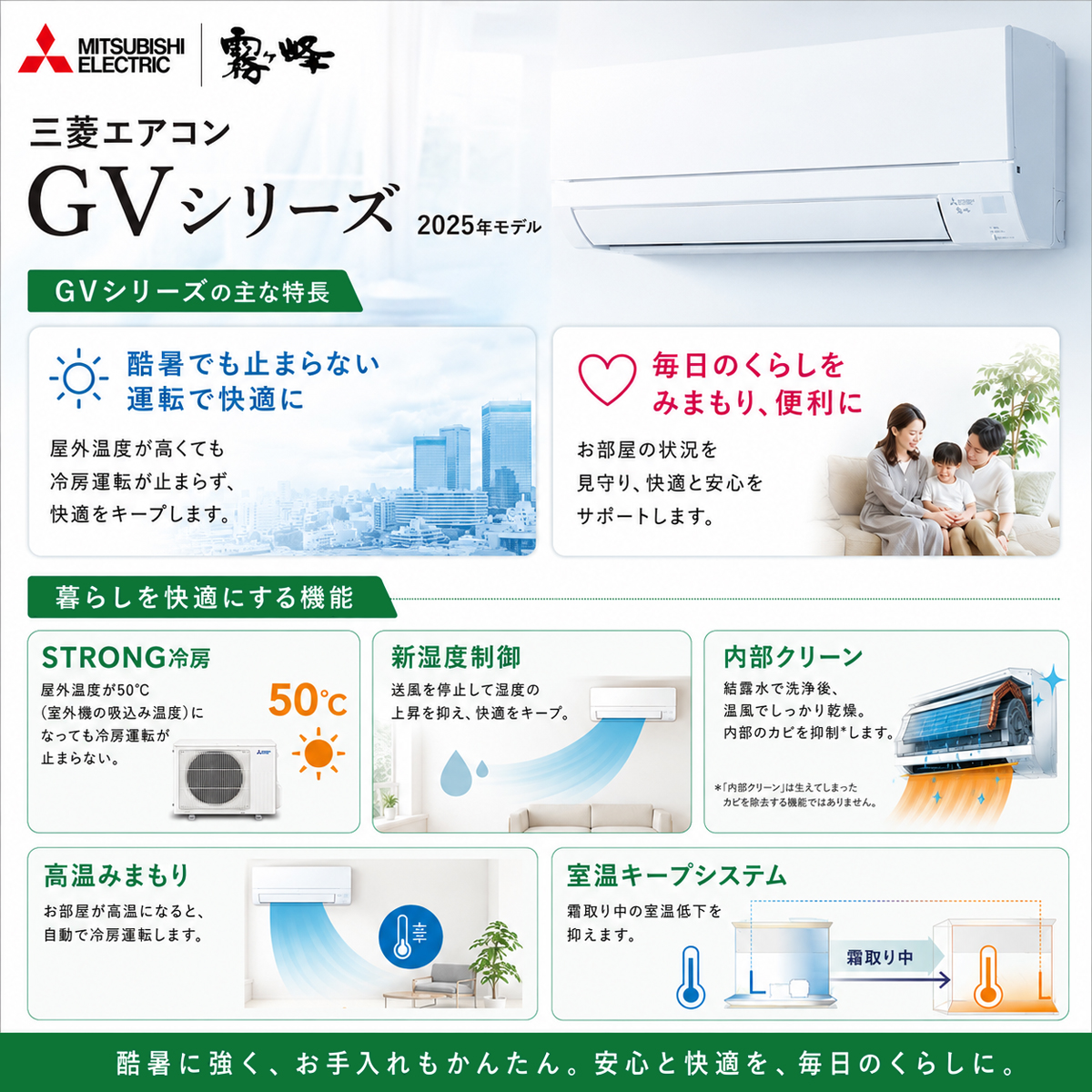 【標準工事費込み】三菱電機 霧ヶ峰 GVシリーズ MSZ-GV2825-W 10畳用 エアコン 2025年モデル 単相100V ピュアホワイト