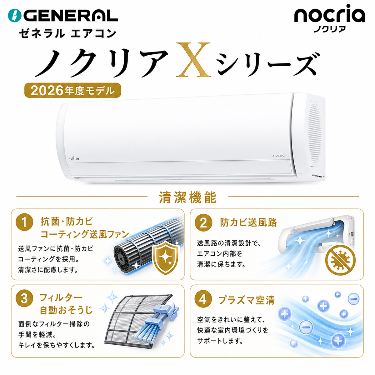 【本体のみ】富士通ゼネラル ノクリア AS-X906T2W 29畳用 ルームエアコン Xシリーズ 単相200V ホワイト